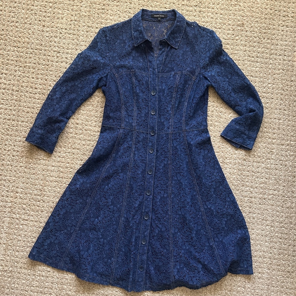 Nanette Lepore, dark blue lace overlay dress